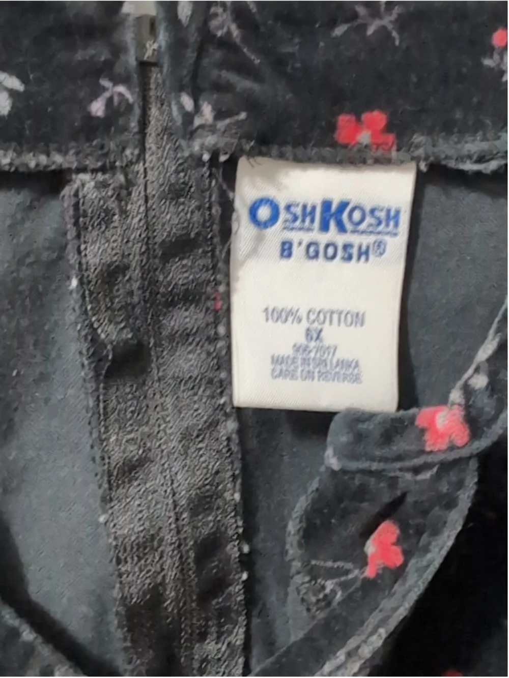 Vintage Osh Kosh B'Gosh Kids Girls Velvet Black Floral Jumper Dress Y2K Size 6X